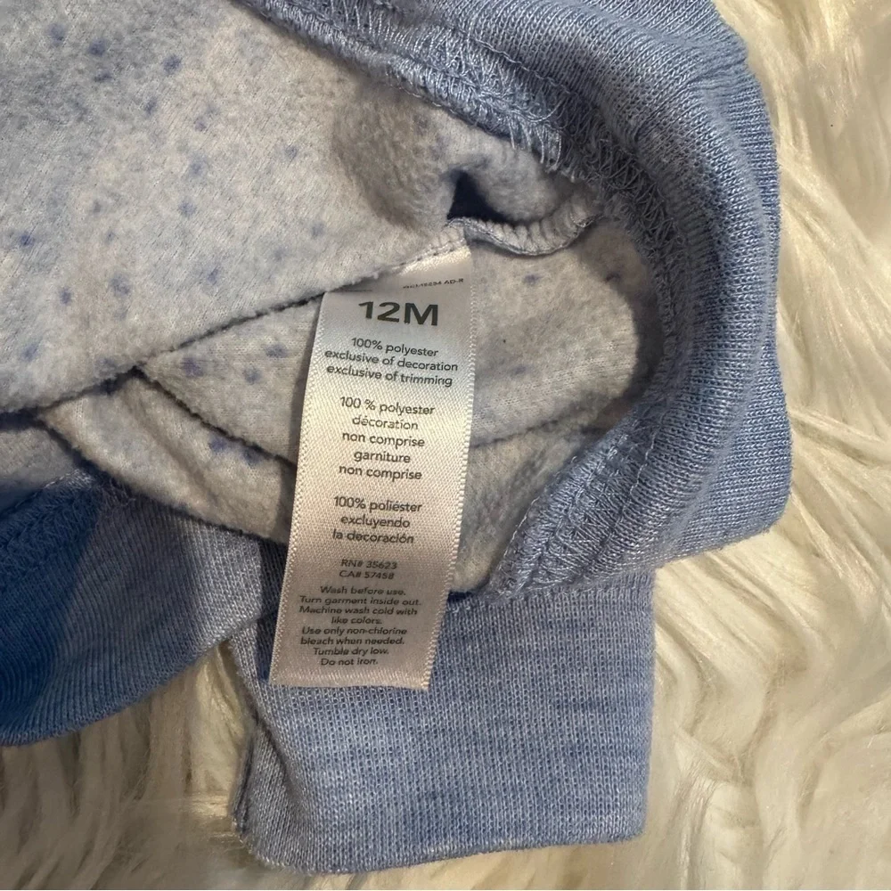 Carter’s Baby Boy‎ Bear Fleece Sweatshirt 12M Blue Cozy EUC